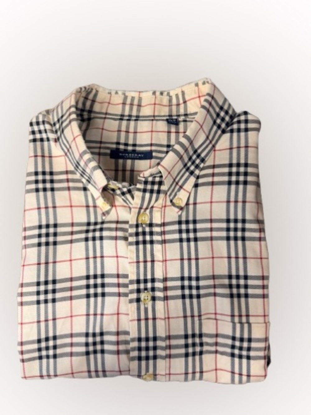 Burberry London 3XT Nova Check Plaid Short Sleeve Button Down Shirt Made USA